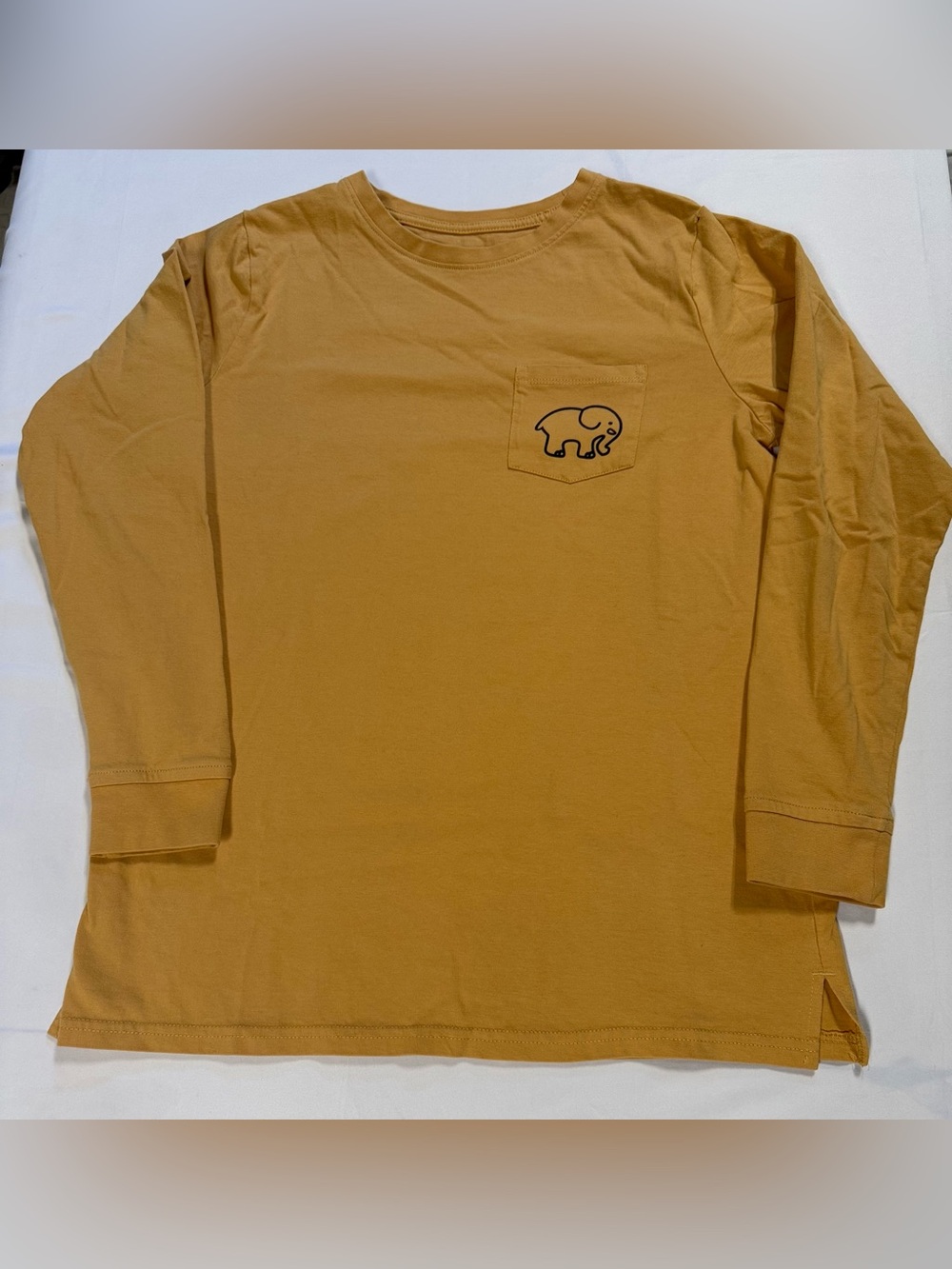 Ivory Ella Mustard Yellow Elephant Long Sleeve Tee Small